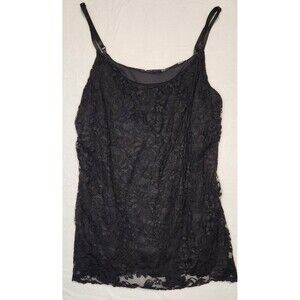 Black Sheer Lace Layered Tank Top Bobeau Size Large Dark Academia Gothic Y2k